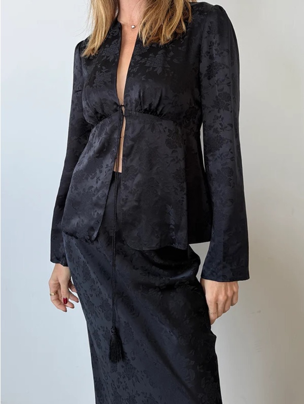 Ciao Lucia Small Jorgina Black Jacquard Top Silk